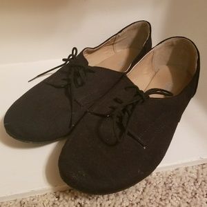 black faux suede flats